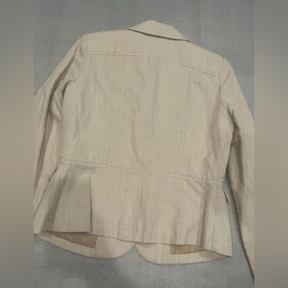 [40/US S/M]WMN Cream Linen Blend Summer/Spring Blazer Single Breast 2 Button - Picture 13 of 13